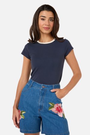 Jodie Contrast Bind Ringer Tee